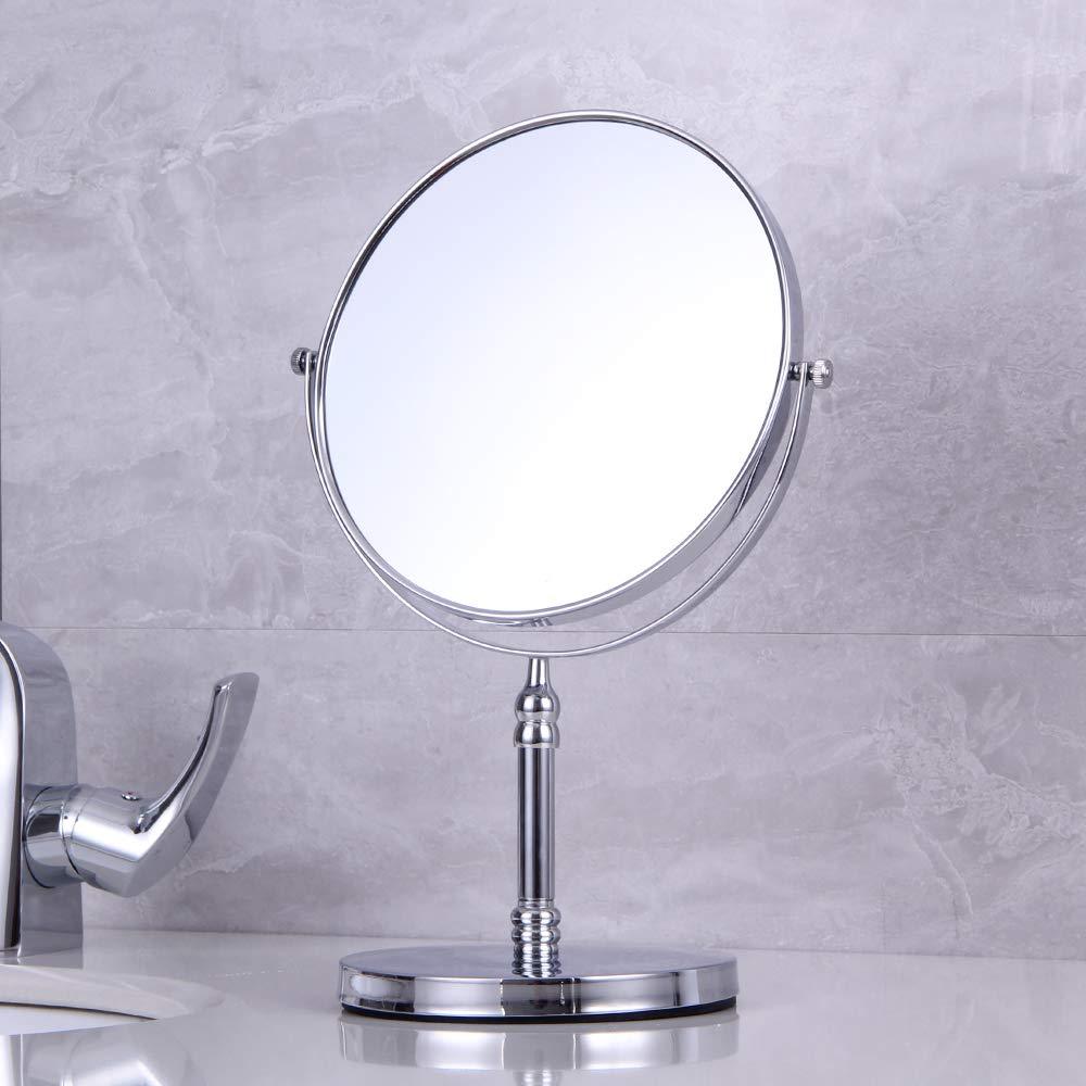 kimzcn kimzcn 8-inch Large Double Sided Swivel Vanity Mirror with 3 x Magnification, Oval Shaped Two-Sided Makeup Mirror, Bathroom Tabletop Mirror 1x/3x magnificationt,Chrome D500111C