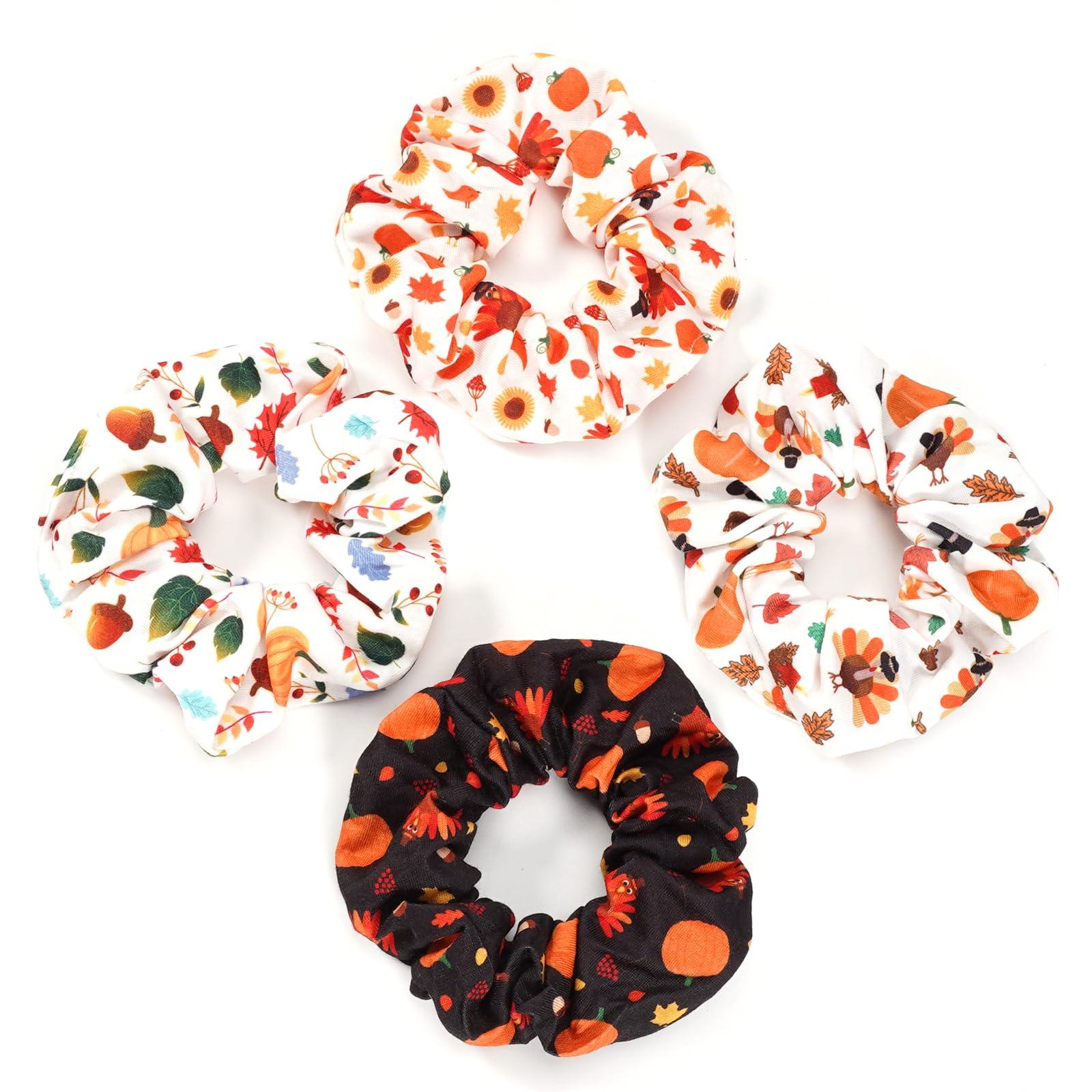 Ardorchid halloween hair tie Thanksgiving Day Hair Ties Harvest Fall Hair Scrunchies for Women Girls Elastic Fruit Pumpkin Corn Turkey Hair Ties Autumn Leaves Maple Decor