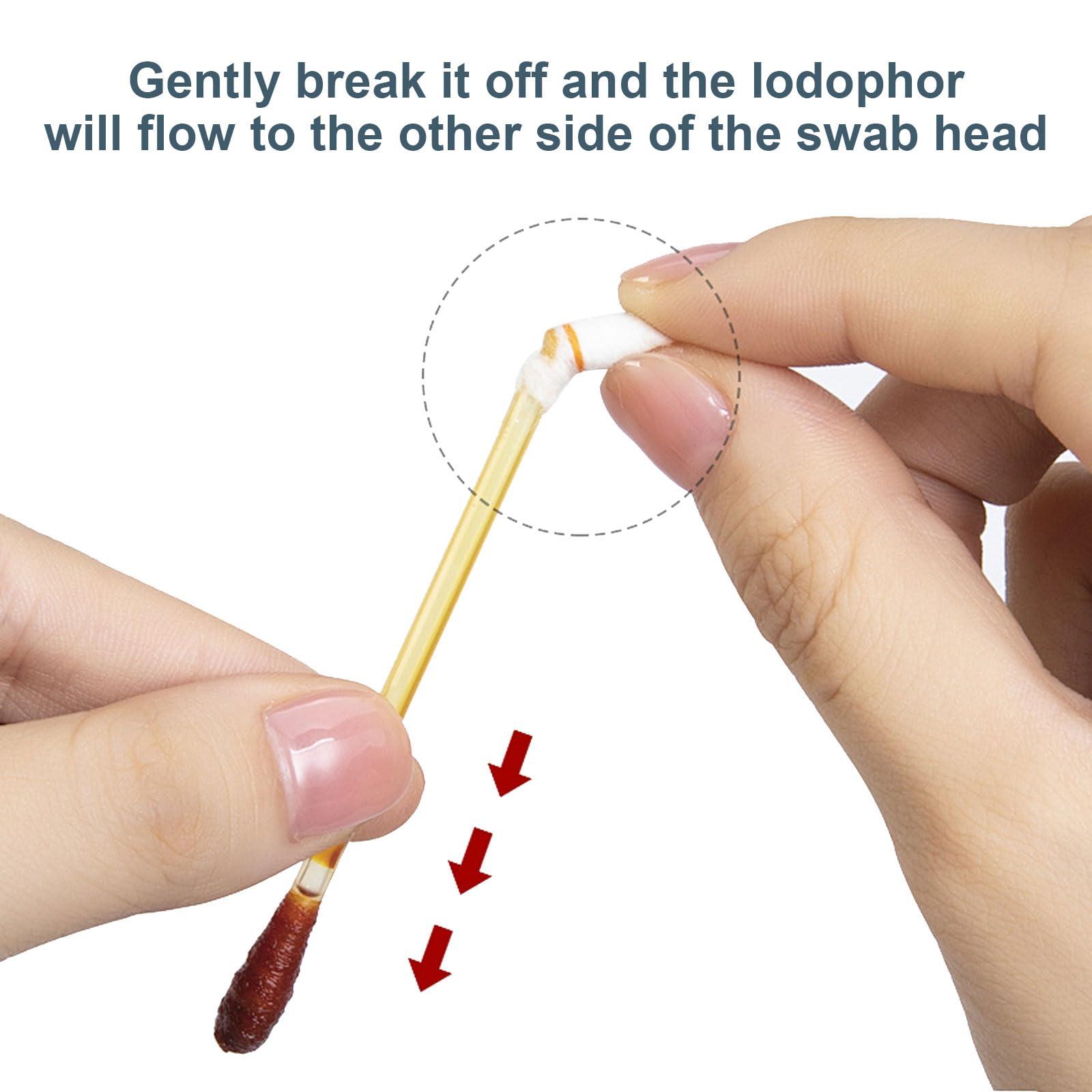 RSQAZQ Disposable Iodine Cotton Swabs, Individually Wrapped Medical Iodophor Swabsticks Bulk, Povidone Wound Iodine Qtips Cotton Buds First Aid Kits for Nasal Ears Bruise Care, Travel Outdoor (White 400)