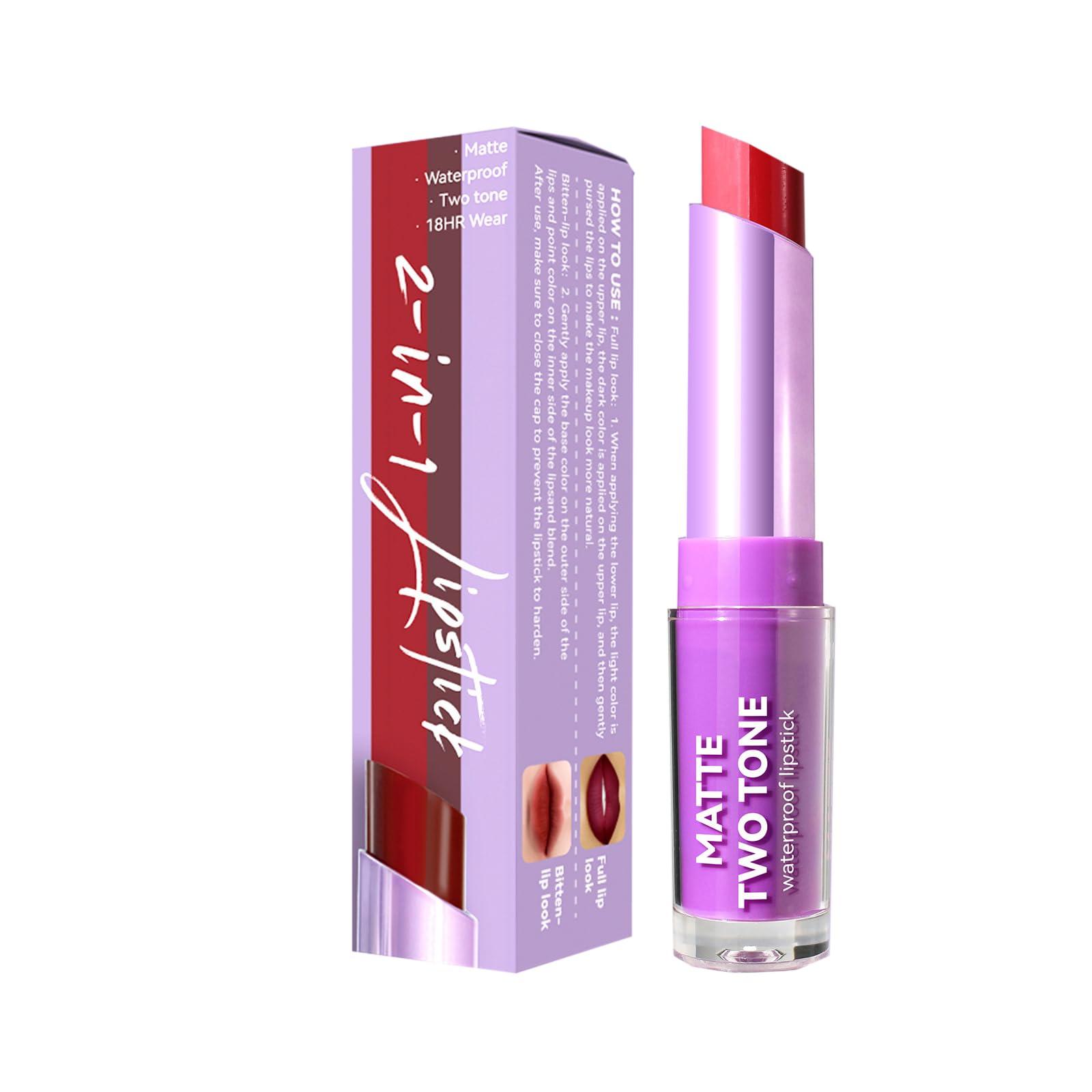 SLYHHZHMY SLYHHZHMY 2-in-1 Dual Tone Lipstick, Shimmery Matte Lip Gloss Nourishing Long Lasting Moisturizing (4)