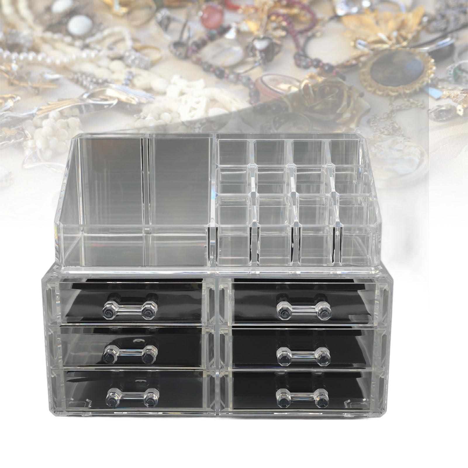 Pyhodi Pyhodi Clear Makeup Organizer, Stackable Cosmetic Display Case with 6 Drawers, 1 Tray, Cosmetic Display Case for Jewelry, Hair Accessories, Skincare Product Organizing, Pyhodikpq4om8wfa