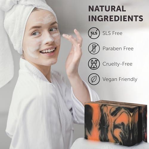 VALITIC VALITIC Charcoal Kojic Acid Turmeric Black Soap Bar Dark Spot Remover for Body or Face Wash - 4 Pack