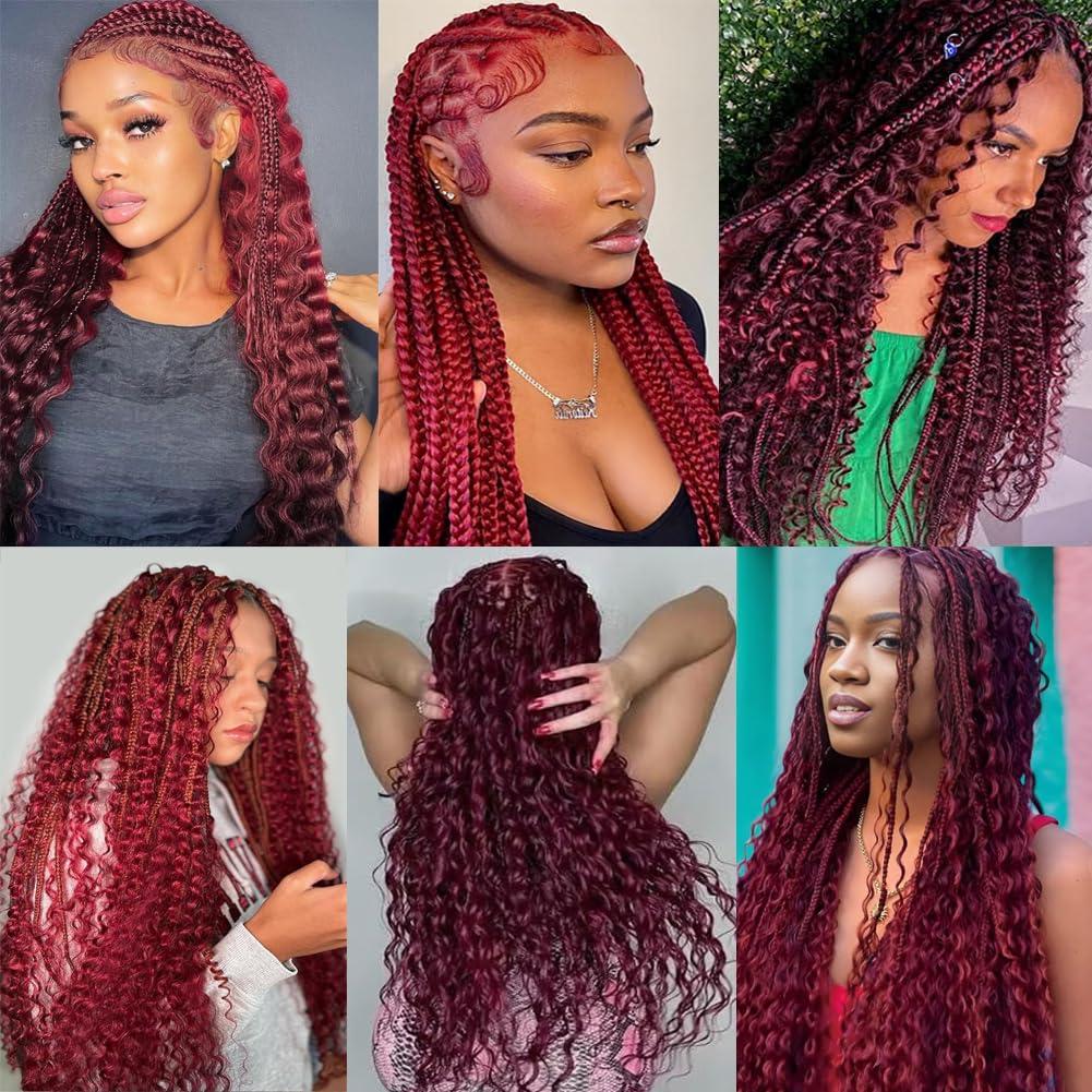 Kbeth Human Braiding Hair Deep Wave Bulk Human Hair for Braiding 50g Bundle No Weft Curly Braiding Hair Extensions Red Color for Boho Braids Water Curly Human Hair Braiding Hair (99J#, 24 Inch-50G)