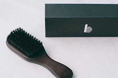 BRUSHYOURBEARDIN (TM) Beard Brush - Premium - 100% Boar Bristle - For the Modern Gentleman - Stained Hard Wood - Laser Etched Logo - Ergonomic Handle - Magnetic Carrying Case - Full or Patchy Facial Hair (Brush)