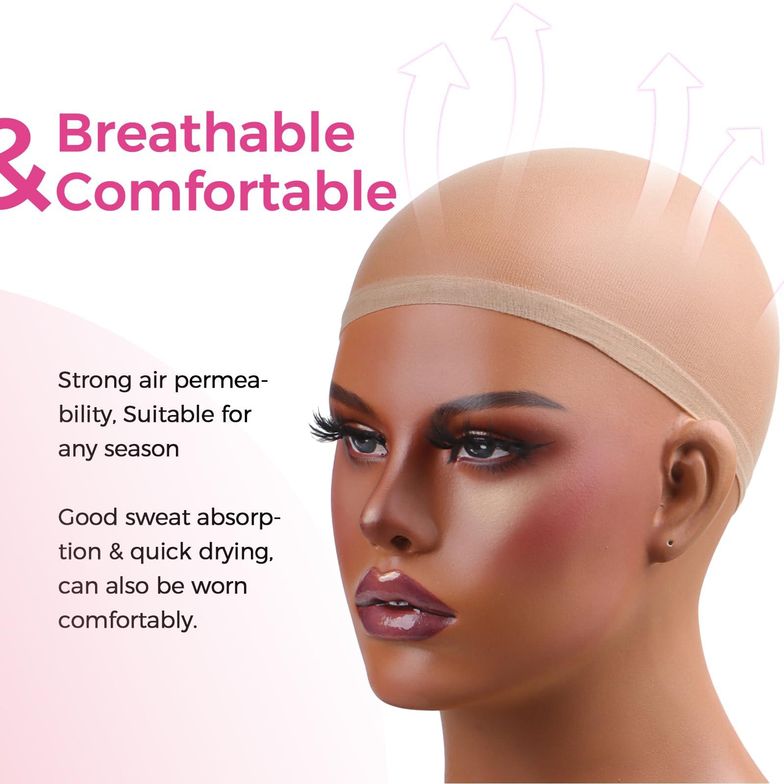 Lashey Lashey HD Wig Cap 12 Pieces Nude Color Skin-friendly wig Caps Invisible and Breathable Wig Grip Cap for Women Sheer Stretchy Wig Caps