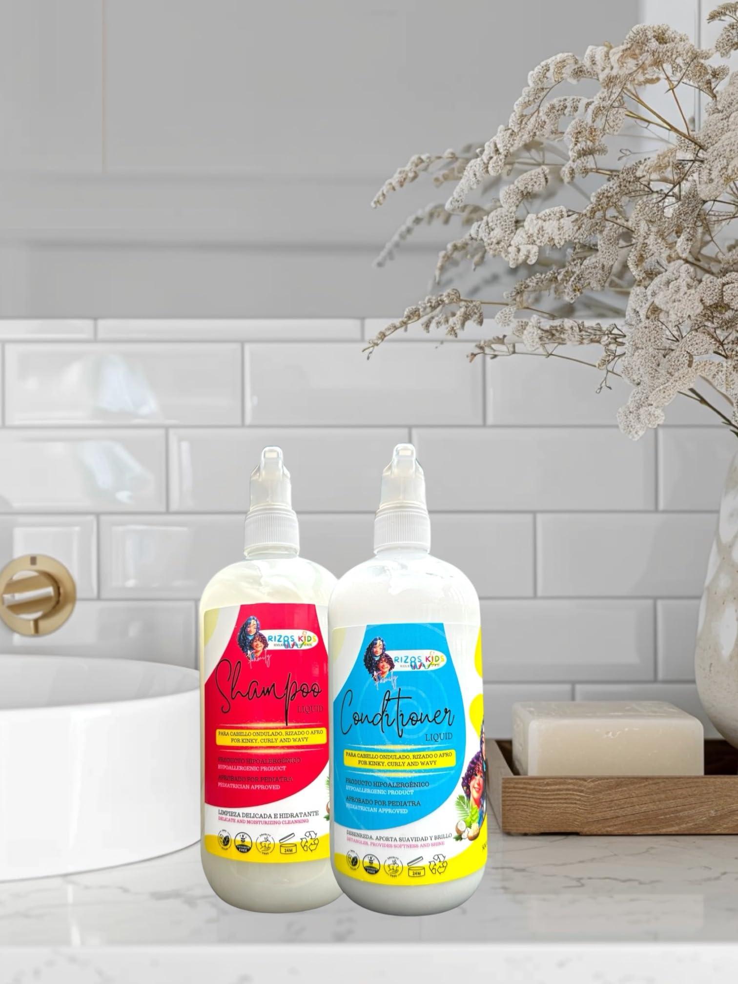 Rizos Kids Rizos Kids, Hair Care Set with Shampoo, Conditioner, Shine Drops, Curl Styling Gel & Cream.