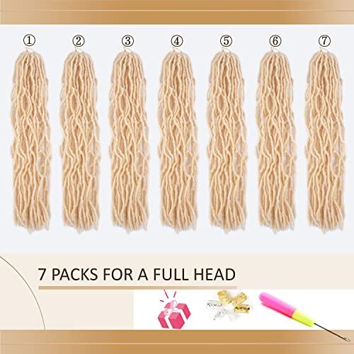 Love ORNAN Blonde Faux Locs Crochet Hair Soft Locs 18 inch 7 Packs Short Pre Looped Crochet Locs Goddess Locs Crochet Hair For Black Women Braiding Hair Extensions (18 Inch (Pack of 7), 613#)