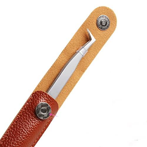 FADLASH Volume Tweezers 3d 6d Made Fans Eyelash Extensions Tweezer for Easy Fan Volume Lashes Curved Point Stainless Steel Precision Anti Static Lash Extension Tweezers Leather Pack