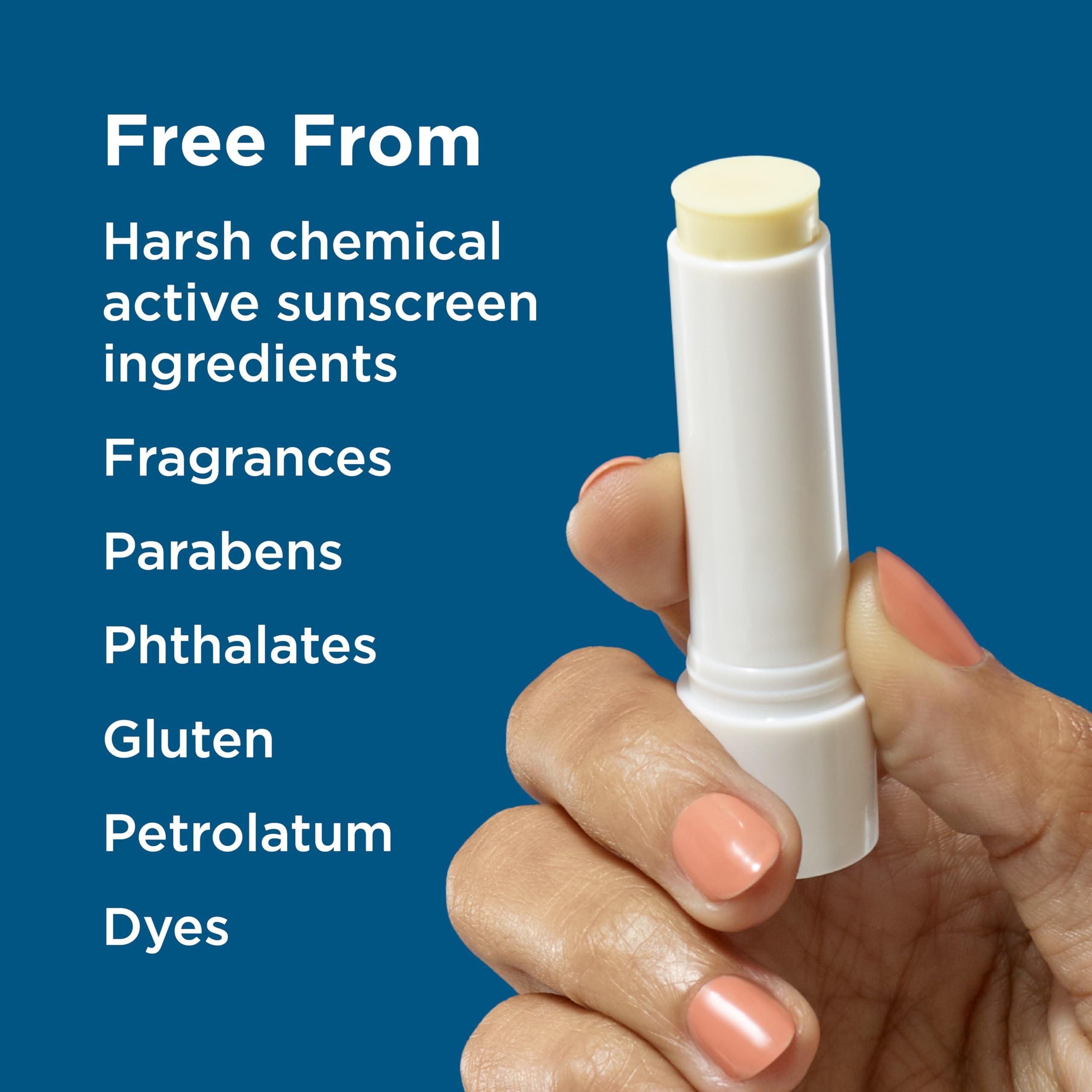 BLUE LIZARD Bundle of BLUE LIZARD Sensitive Mineral Sunscreen with Zinc Oxide Sensitive, SPF 50 5 Fl Oz + 3-Pack Blue Lizard Mineral SPF 15 Lip Balm:Natural Coconut Flavor, Each Tube 0.13 oz.