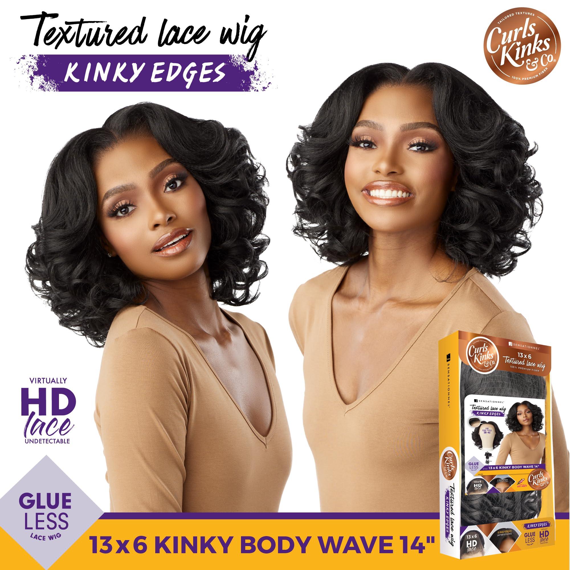 Sensationnel Sensationnel Curls kinksandco kinkyedges wig - kinky body wave 14 inch 13x6 lace frontal natural kinkytexture edged hairline for natural 3c to 4c hair textures (HL34/51)