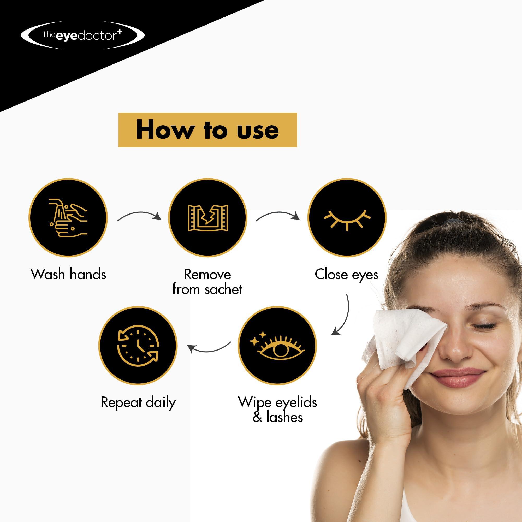 The Eye Doctor The Eye Doctor Eyelid Wipes  80 x Single use Lid & Lash Wipes  Suitable for Sensitive Eyes, Dry Eyes, Blepharitis & MGD - Rinse-Free Eye Wipes - Removes Makeup, Oil, Debris
