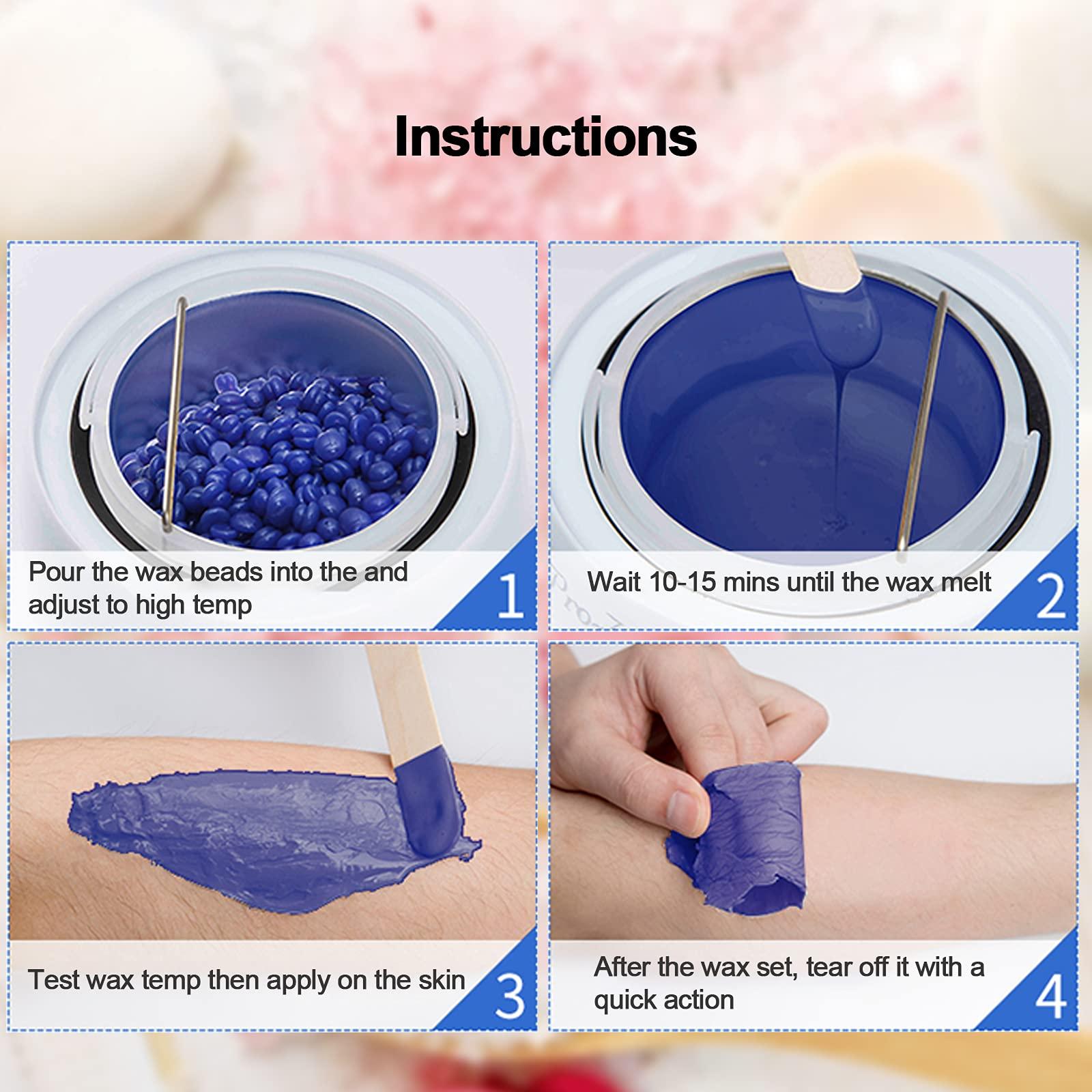 PURPLESKY Hard Wax Beads for Hair Removal, Solf Waxing Beads Bulk for All Skin, Bikini Wax Beads for Body with Wax Sticks