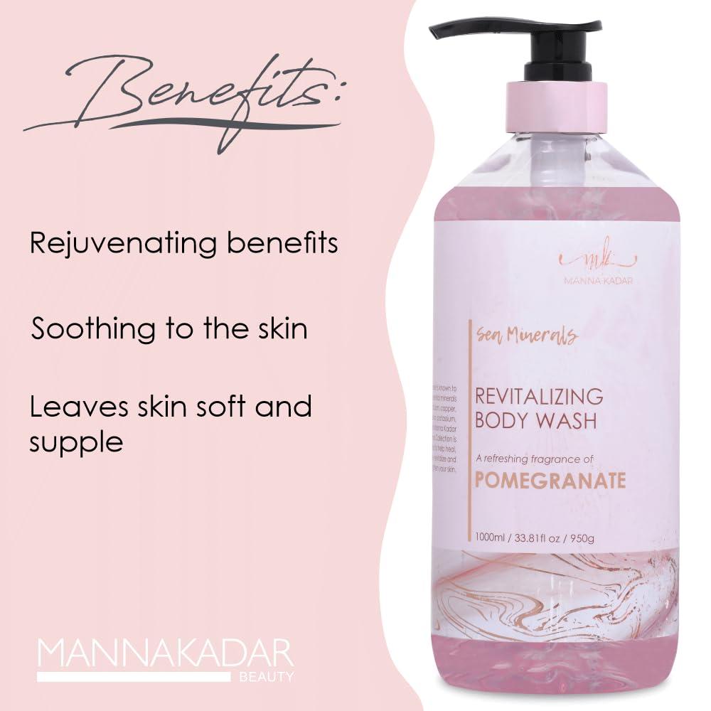 Manna Kadar Manna Kadar Beauty Dead Sea Minerals Revitalizing Body Wash, Pomegranate - Clean, Soothe, Revitalizes, Rejuvenates Skin, Hydrates, Shower Gel