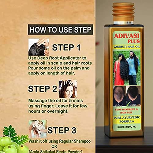 Adivasi Ayurvedic Hair Care Adivasi Plus Herbal Hair Oil Sesame oil, coconut oil, castor oil, neem amla bhringraj, Adivasi Herbal Hair Oil for Hair Growth & Anti Hair fall Control - Helps Hair Thickening