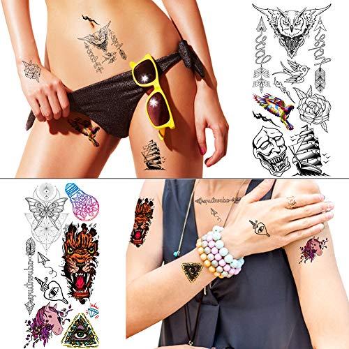 Fanoshon Fanoshon Large Flower Unicorn Tattoos Temporary for Kids Adults, 12 Sheets Cute Children 3D Planet Astronaut Universe Space Fake Body Stickers, Waterproof Halloween Christmas Party Favor Supplies