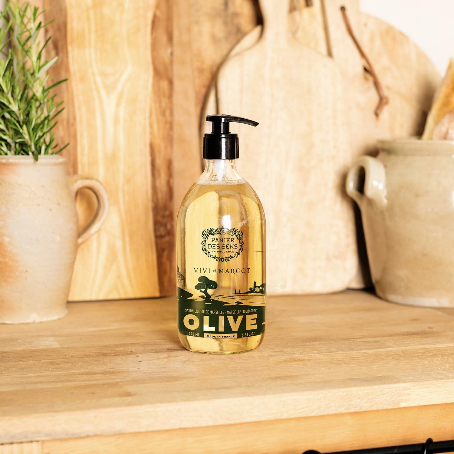 Panier des Sens Panier des Sens - Liquid Hand Soap Limited Edition - Hand Wash with Olive Oil - French Marseille Moisturizing Hand Soap - Refillable Kitchen & Bathroom Hand Soap - 98% Natural - Glass Bottle 16.6 Floz