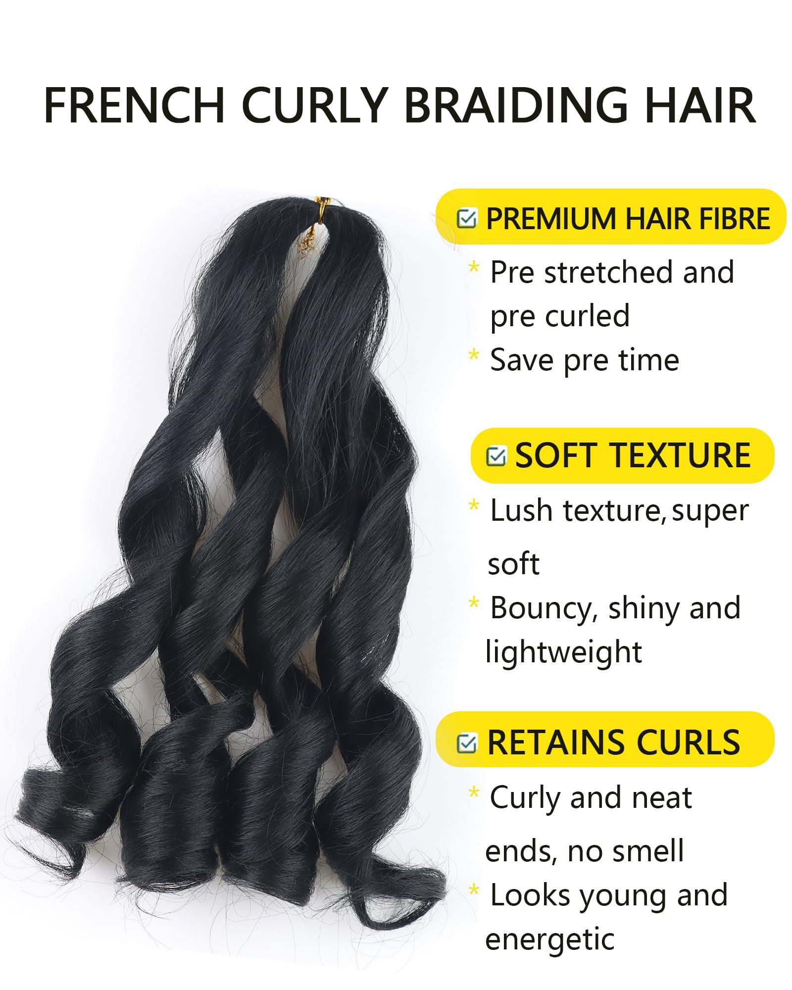 Aeagoo Jet Black French Curl Braiding Hair 10 Inch Curly Braiding Hair Pre Stretched 8 Packs Short French Curls Braiding Hair with Curly Ends French Braid In Hair Extensions (10 Inch,1)