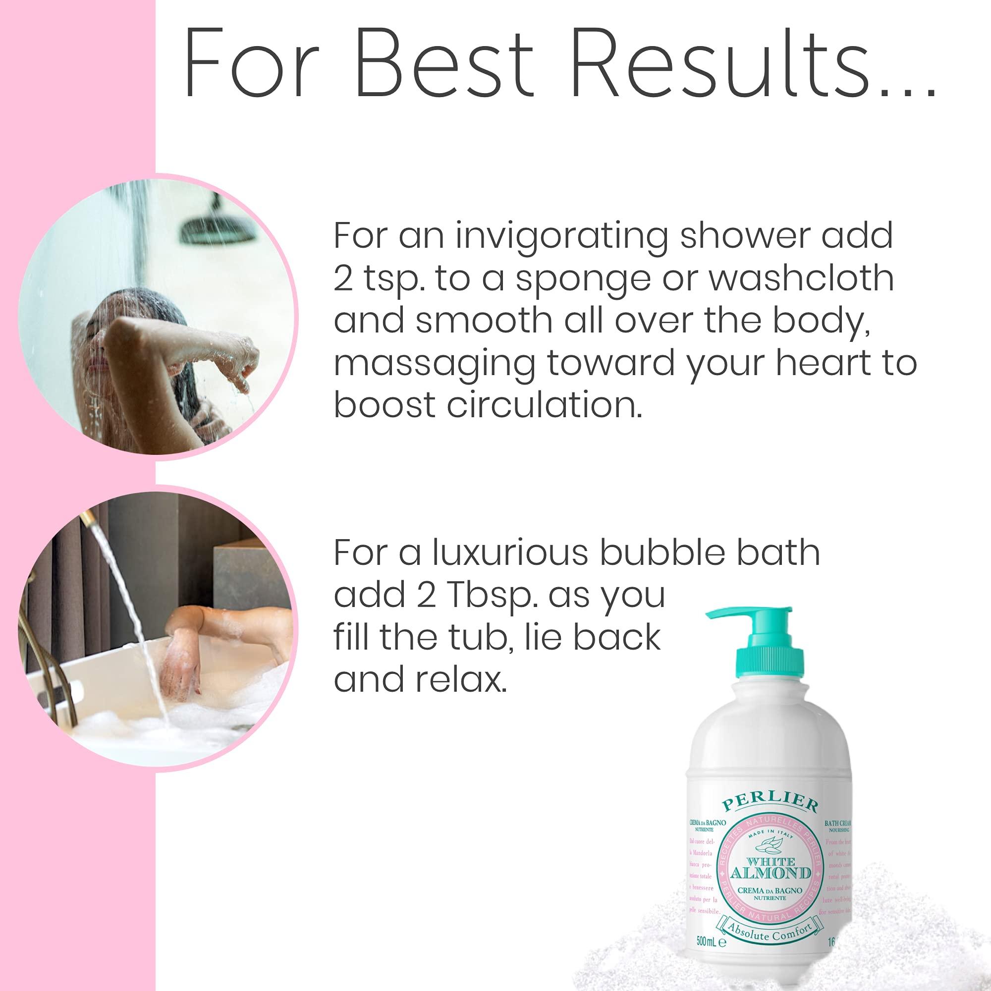 Perlier Perlier White Almond Shower & Bath Cream - Nourishing & Soothing Luxury Bath Cream Made with Almond Oil for Deep Moisturization and Hydration (16.9 Fluid Oz.)