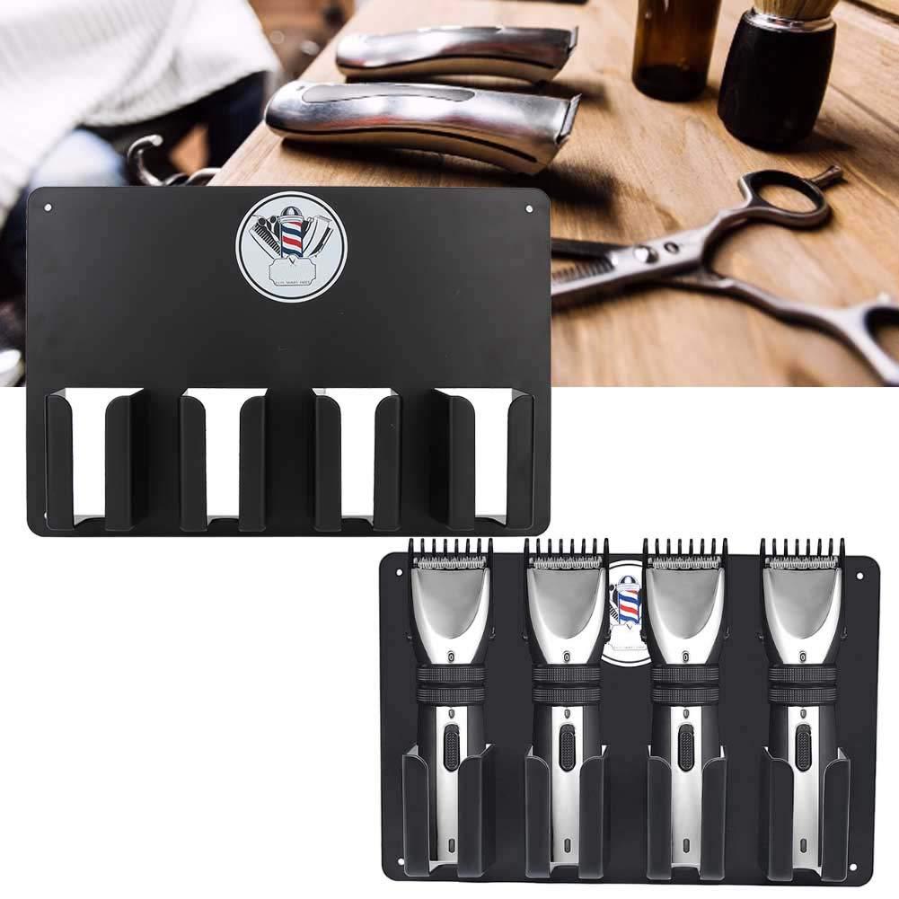 TMISHION Storage Rack Hair Hair Clipper Holder, Clipper Guard Holder Hair Hair Clipper Rack MultiFunctional 4 Holes Wall Mount Hairdressing Tool Storage WallMounted Hair Cutter Brush