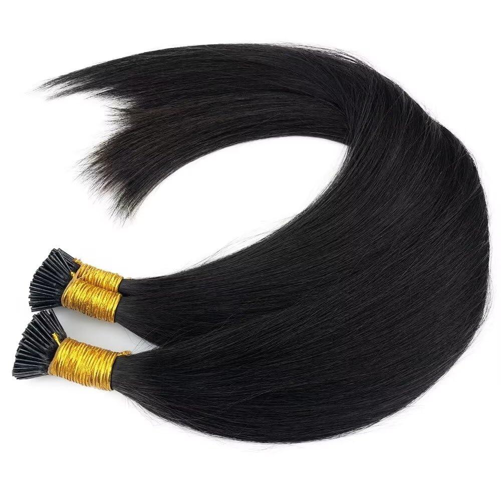 Beayhal I Tip Hair Extensions Human Hair 100g 100 Strands Straight Itip Extensions Pre Bonded Straight Stick Fusion Human Hair I Tip Extensions for Women 28Inch