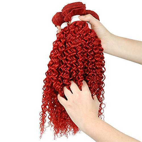 Tony beauty hair Tony Beauty Hair Red Kinky Curly Human Hair Bundles Birght Red Brazilian Virgin Hair Weaves Kinky Curly Red Color Human Hair Weft Extensions Pure Red 3 Bundles Lot Mixed Length (22 24 26)