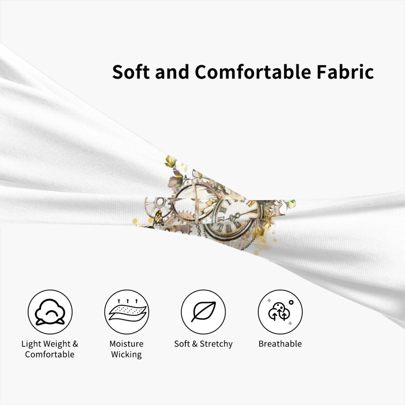 MANQINF Steampunk Clock Headbands Non Slip Sweatband Fashion Summer Hair Bands for Tennis,Basketball,Running,Gym,Working Out