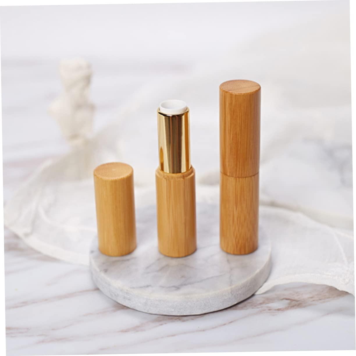 balacoo balacoo 2pcs Wood Lip Balm Tubes Diy Lip Gloss Tube Refillable Bottles Bottles Sample Container Lip Gloss Tubes Lip Balm Bottle Bamboo Wooden Tube