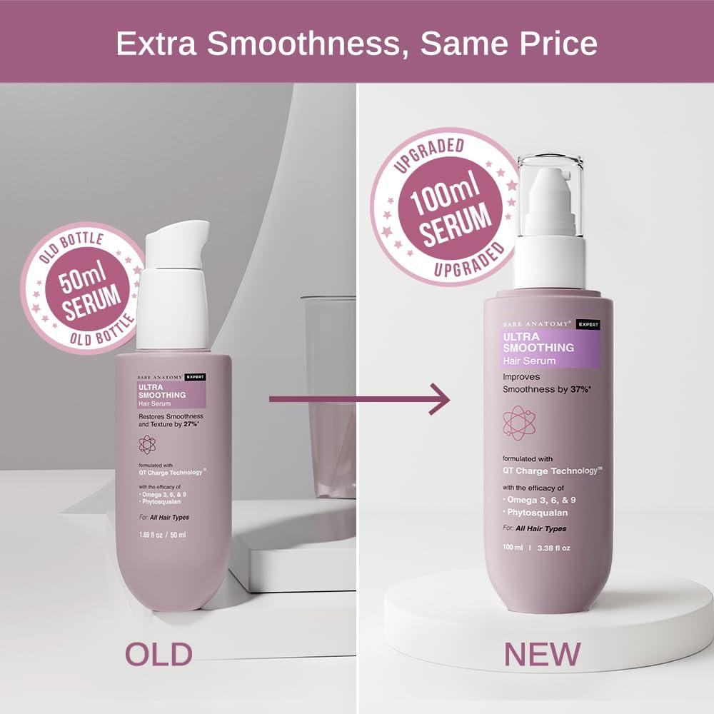 Bare Anatomy Bare Anatomy Ultra Smoothing Hair Serum Powered By Carbohydrate Complex & Niacinamide | Serum for Smooth & Shiny Hair | For Dry & Frizzy Hair | Women & Men | 50 ml