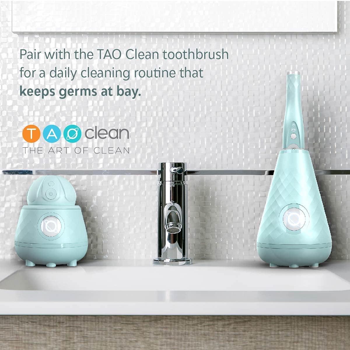 Tao Clean TAO Clean Ona Diamond Orbital Facial Brush and Cleansing Station, Electric Face Cleansing Brush with Ergonomic Handle, Dual Speed Settings, Light Blue