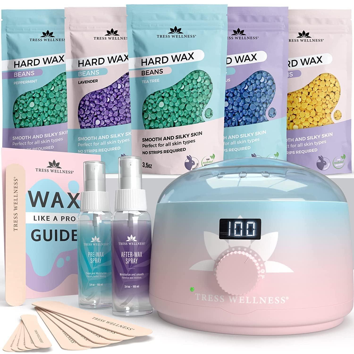 Tress Wellness Tress Wellness Waxing Kit for Brazilian Wax - Easy to Use - For Sensitive Skin - Digital Display, Pink to Teal