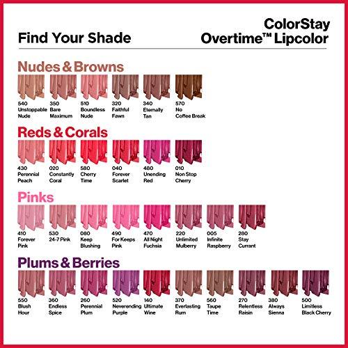 REVLON Revlon ColorStay Overtime Lipcolor, Dual Ended Longwearing Liquid Lipstick with Clear Lip Gloss, with Vitamin E in Pink, 24/7 Pink (530), 0.07 oz