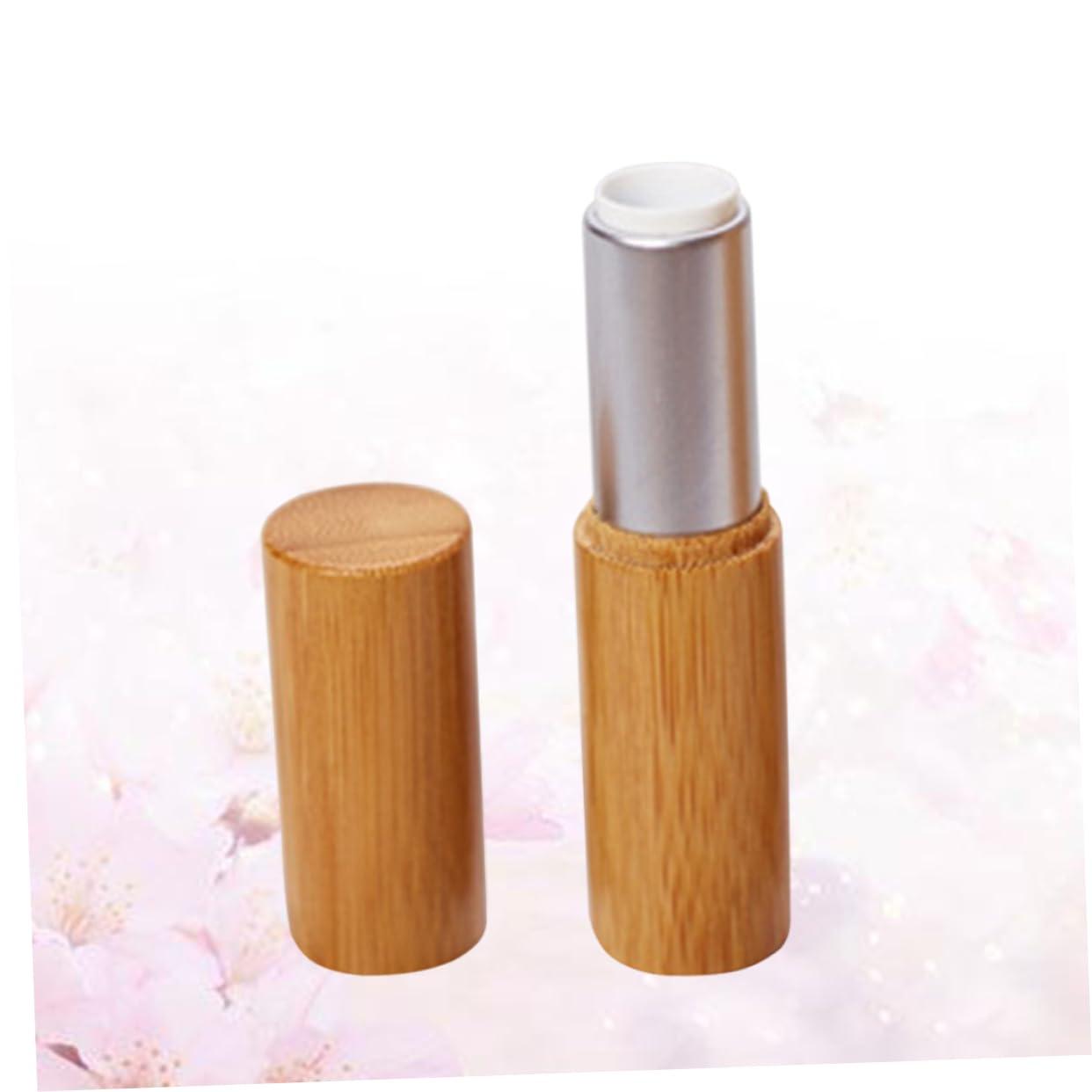 balacoo balacoo 2pcs Wood Lip Balm Tubes Diy Lip Gloss Tube Refillable Bottles Bottles Sample Container Lip Gloss Tubes Lip Balm Bottle Bamboo Wooden Tube