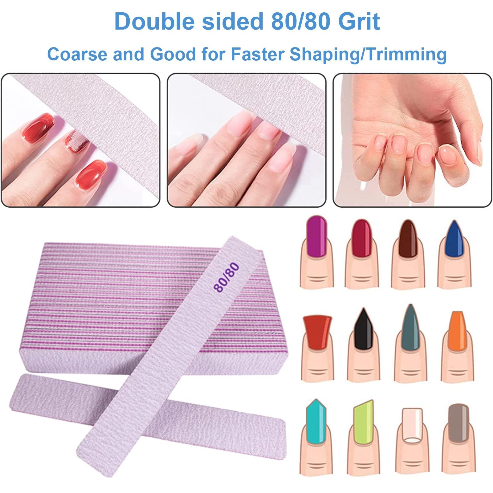 GigaGround 80/80 Grit Nail Files (25 Pcs), Coarse Emery Boards for Acrylic Nails and Gel Nails, Nail File Double Sided 80 Grits Emory Professional Nail Filers Pack