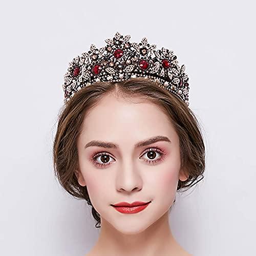 Fdesigner Fdesigner Baroque Bride Crown and Tiaras Flower Rhinestone Wedding Hair Accessories Decorative Prom Hair Jewelry Headpieces Crown for Women and Girls