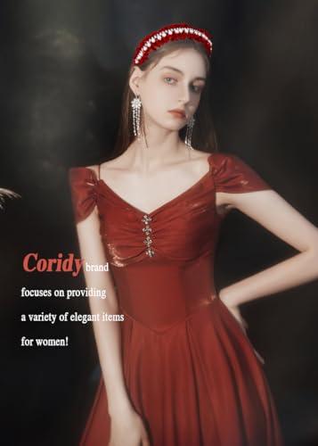 Coridy Coridy Red Headbands Pearl Headband Rhinestone Head Band wrinkle hairband Glittering Jewelry velvet Hair Hoop For Women (Red)