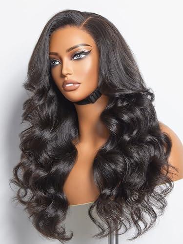 LUVME HAIR LUVME HAIR 18\'\' Loose Body Wave Lace Front Wigs Human Hair 13x4 Pre Cut Lace Glueless Human Hair Wig Pre Plucked Long Black Body Wave Wig 180 Density
