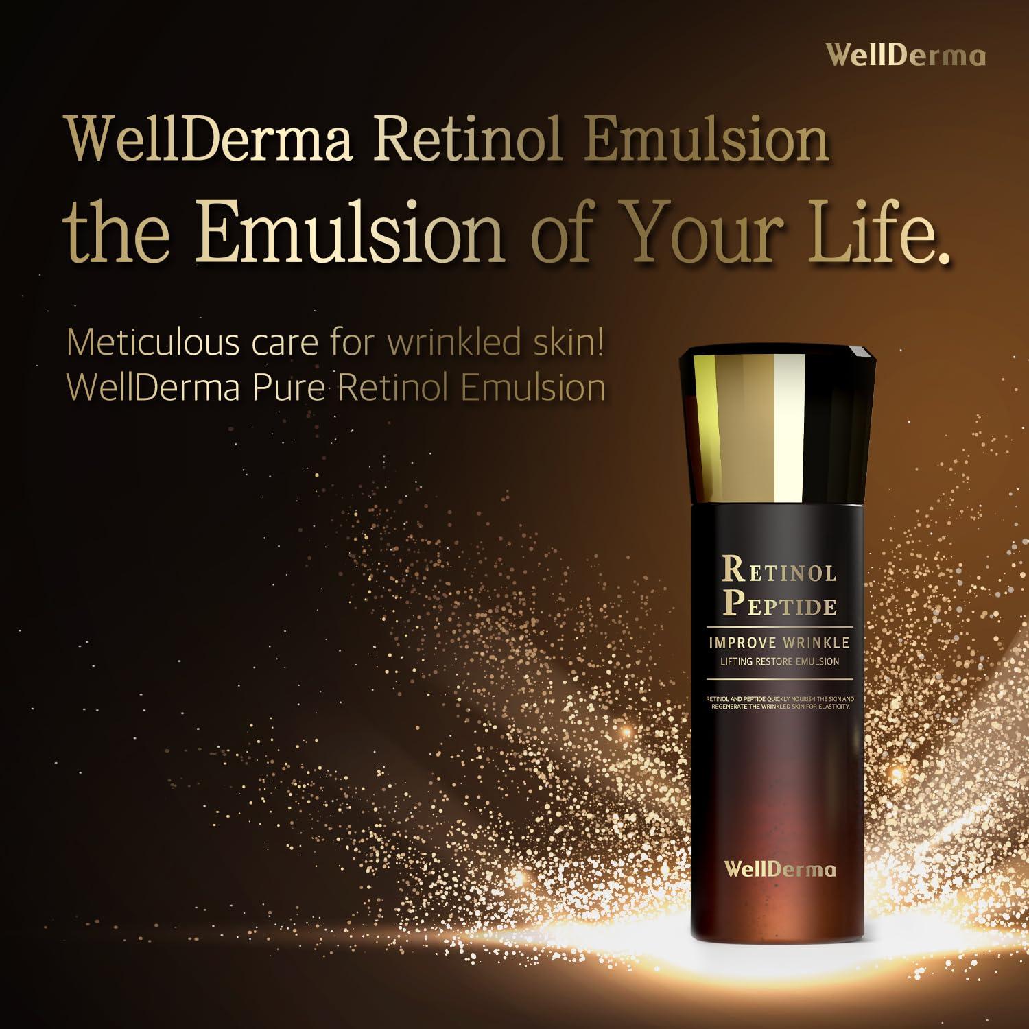 WELLDERMA WELLDERMA Retinol peptide Improve Wrinkle Lifting Restore Emulsion Whitening Reduce fine Lines Wrinkles Uneven Skin Tone and Reduce Congestion and Blemish Formation
