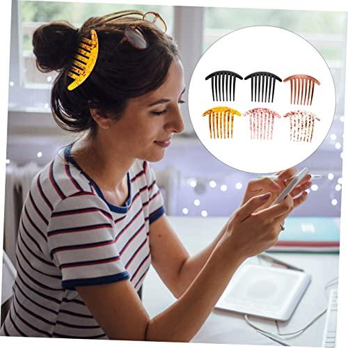 Beaupretty 6pcs Resin French Twist Hair Combs - 7 Teeth Side Combs for Wedding Veil and Bridal Hairstyles