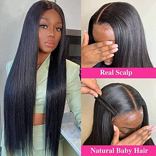 Ali Pearl AliPearl Hair Wig Straight V Part Wig Human Hair No Leave Out Upgrade U Part Human Hair Wigs for Black Women Thin V Part Wig No Glue Needed Brazilian Glueless Virgin Hair Clip In Half Wig Ali Pearl Ha