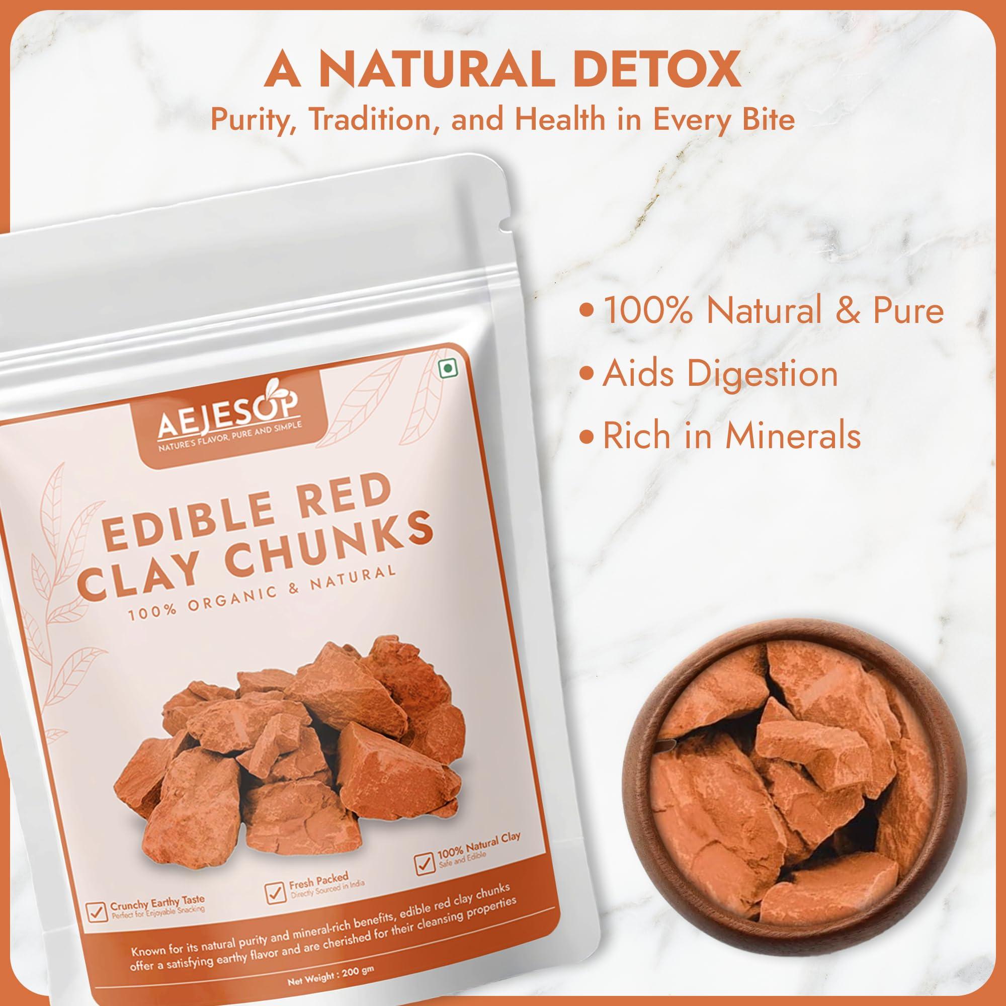 AEJESOP AEJESOP Red Clay, Edible Clay Chunks, Natural Clay, Organic Clay, Clay Mask, Natural Mud Mask - wt. 7 oz (200gm)