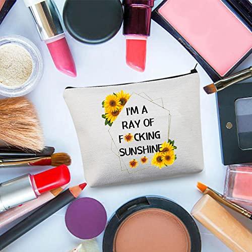 BDPWSS BDPWSS Funny Quote Makeup Bag I'm a Ray Of Sunshine Sarcastic Sunshine Travel Pouch For Friend Coworker Boss Gift (Ray of sunshine)