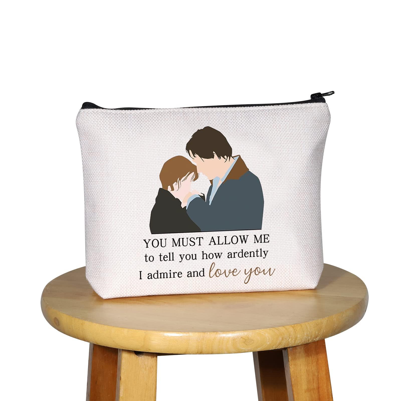 G2TUP G2TUP J Austen Gift Mr Darcy Makeup Bag Elizabeth Bennet Cosmetic Bag Classic Literary Gift Bookworm Gift Book Club Gift (Mr Darcy White Bag)