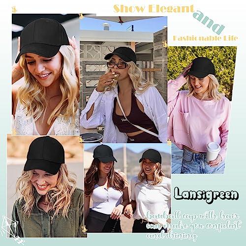 Lansigreen Lansigreen Hat Wig for Women Baseball Cap with Hair Extensions Adjustable Hat Attached 15\" Short Curly Hairpieces Synthetic Wig Ash Blonde Mix Ginger Brown