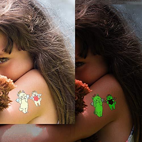 Fanoshon Fanoshon Cat Face Tattoos Temporary for Kids, 12 Sheets Small Halloween Glow in the Dark Cat Paw Kitten Waterproof Body Stickers Birthday Party Favor Goody Bag Fillers,Cartoon Pet Tattoo Sticker Set