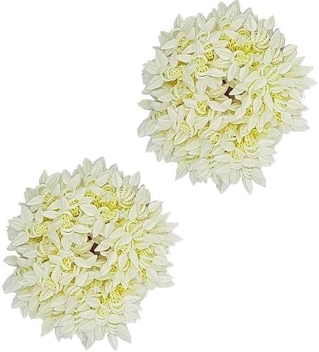 Generic Mogra White Gajra Hair Accessories Gajra Rubber Band for Women & Girls (Pack of 2)-White