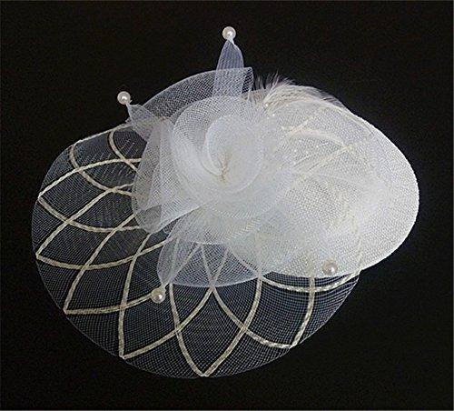 Aimeely Aimeely Children Girls Lady Feather Net Hat Veil Vintage Hair Accessories with Clip White