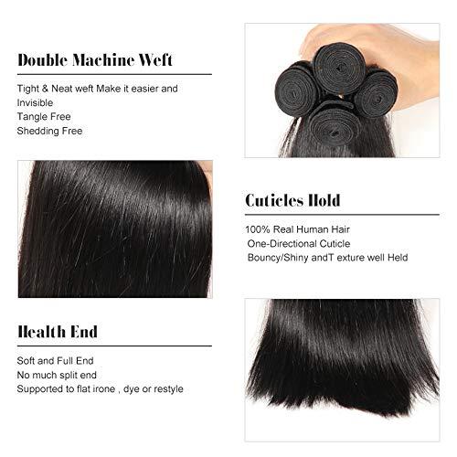 Yifute Brazilian Straight Hair 22 22 22 Inch 3 Bundles 100% Unprocessed Soft Human Hair Natural Color Hair Weave Human Hair Bundles (Natural bundle, 22 22 22)