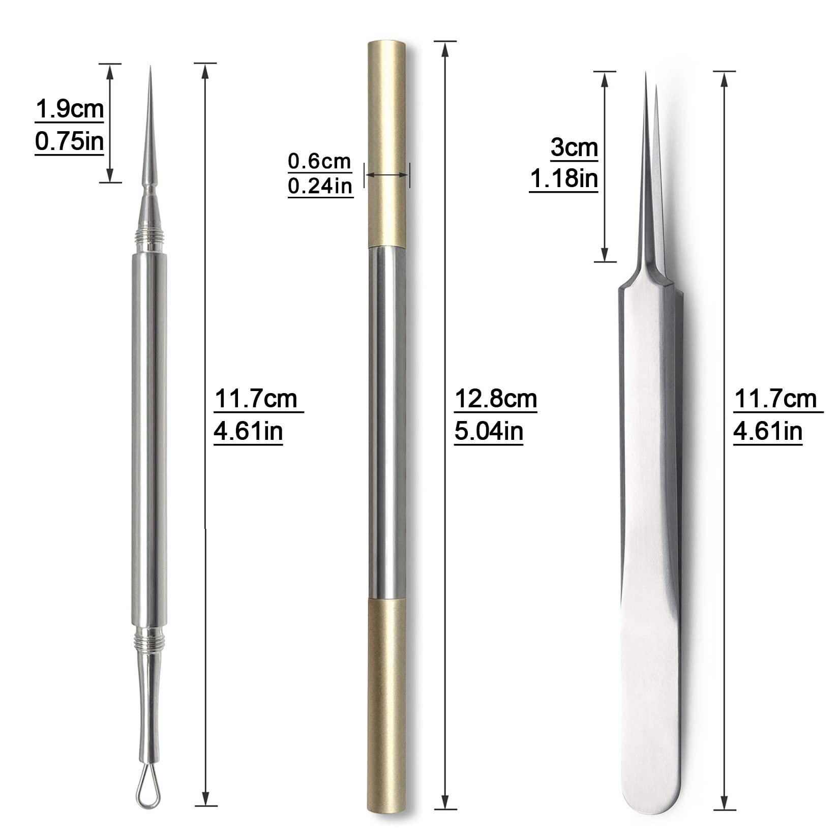 SG Nekoo SGNEKOO Professional Facial Milia Removal Tool and Whitehead Extractor,Titanium Alloy Double Ended Needle and Steel Tweezers Kit,Blackhead,Blemish,Zit and Pimple Acne Remover Popper (Titanium Gold)