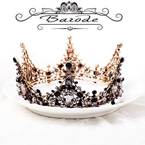 Barode Barode Baroque Rhinestones Black Bride Wedding Crowns and Tiaras Shining Dainty Charm Prom Queen Crowns Bridal Hair Accessories for Women