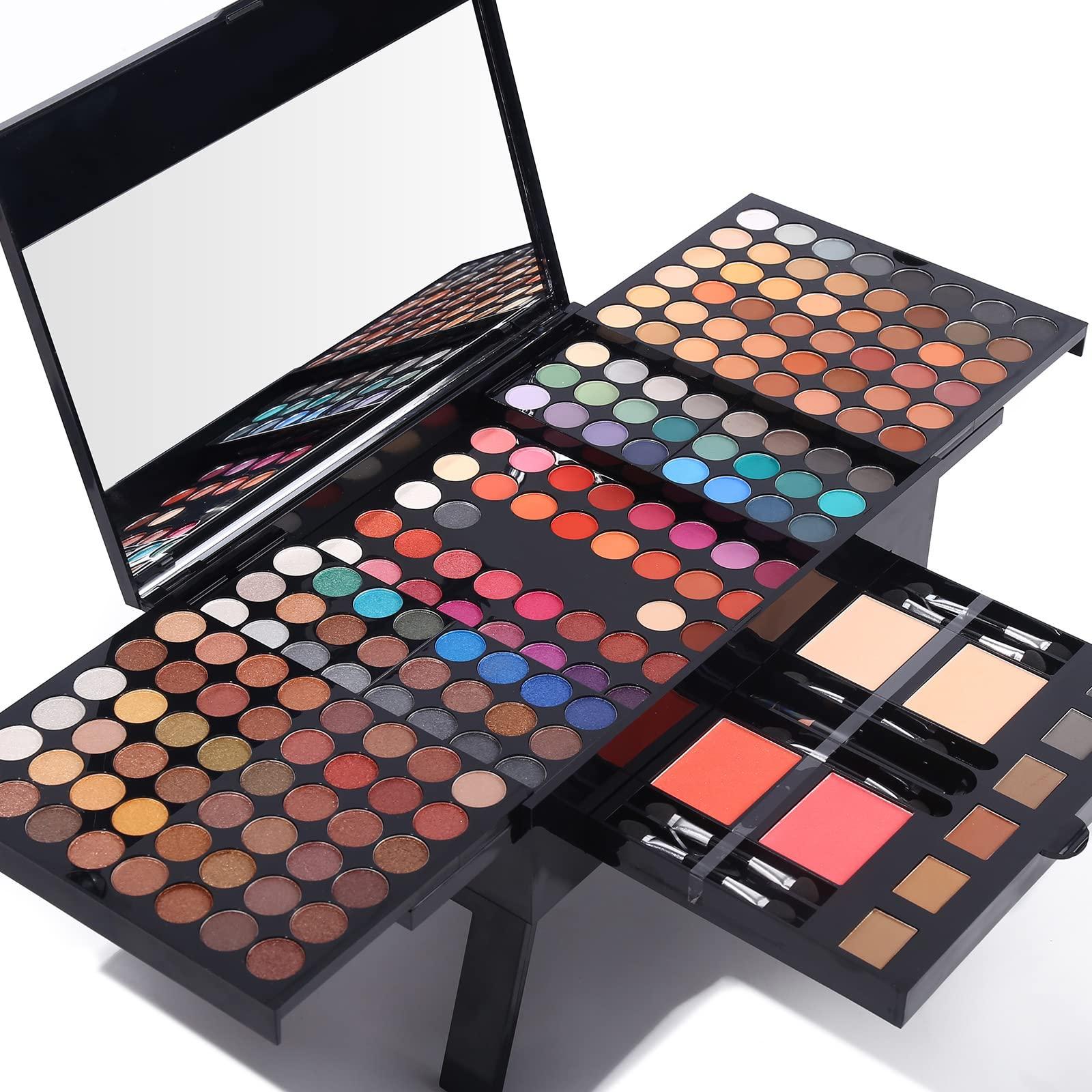 UCANBE Professional Makeup Kit for Women with Mirror All In One Makeup Gift Set for Teens 180 Color Eyeshadow Palette 2 Blush 2 Powder 1 Eyeliner 4 Eyebrow Make Up Sets Matte Shimmer Mixing Pallet Eye Shadow